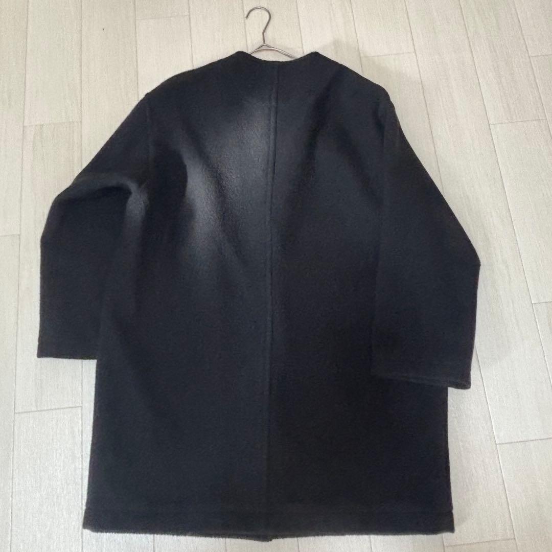 DANTON ダントン　ウールモッサ ノーカラー コート　36 ブラック