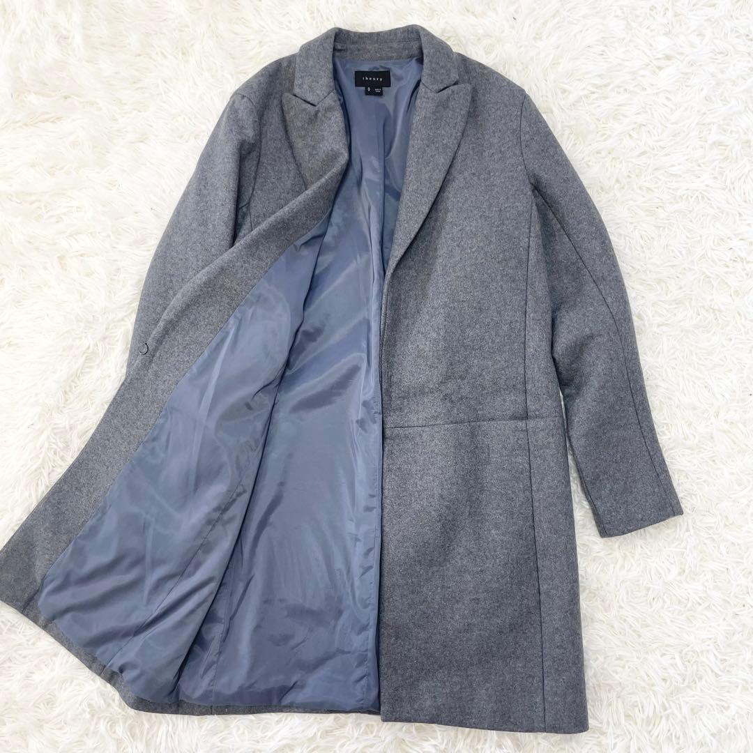 【玄人】Theory セオリー チェスターコート カシミヤ混 グレー S