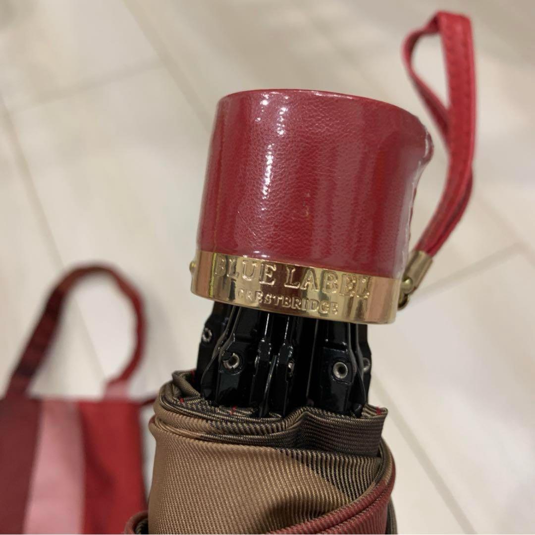 バーバリークレストブリッジ　折り畳み傘　赤チェック　タグ無し