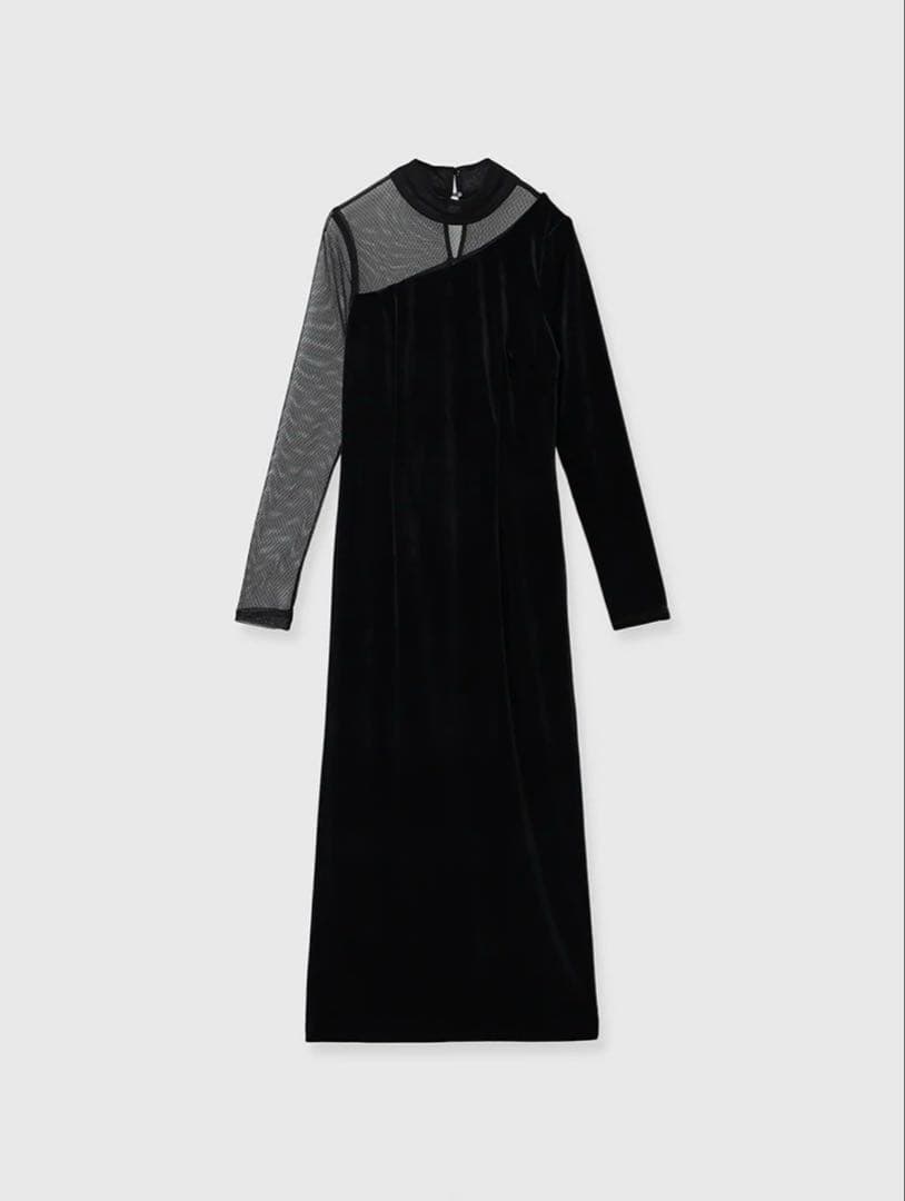 【新品未使用】anuans シアーコンビタイトワンピース　ブラックS 1サイズ