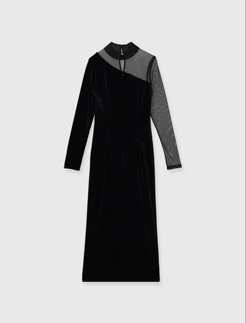 【新品未使用】anuans シアーコンビタイトワンピース　ブラックS 1サイズ