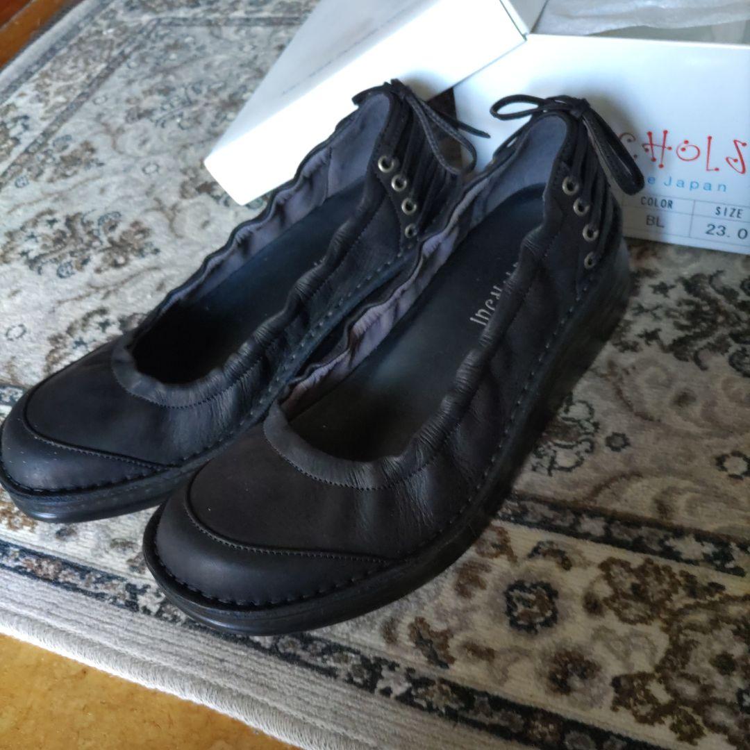 未使用 インコルジェ バレエシューズ 8394 レースアップ リボン ブラック