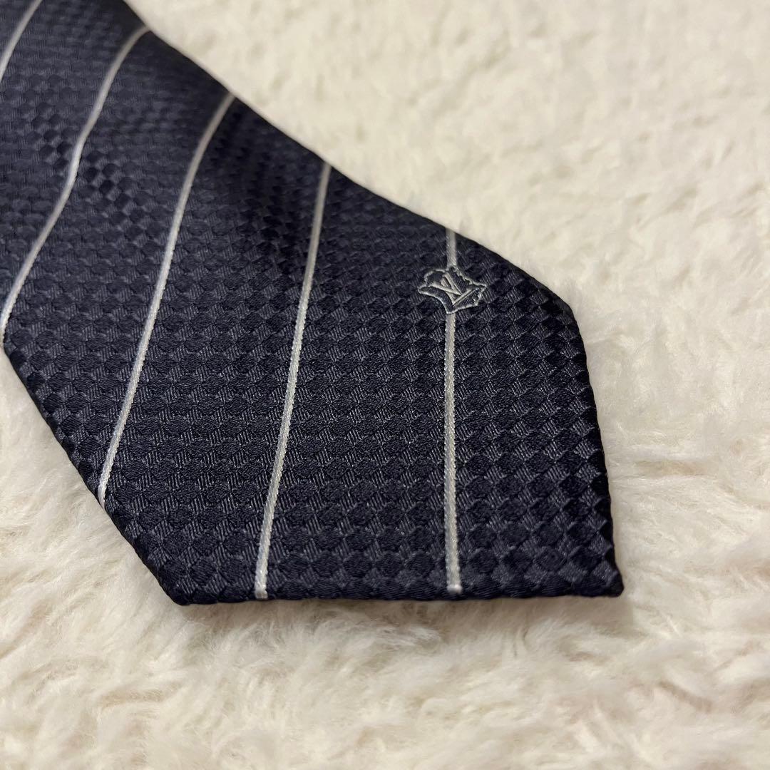 極美品！LOUIS VUITTON ネクタイ マイクロダミエ LVロゴ