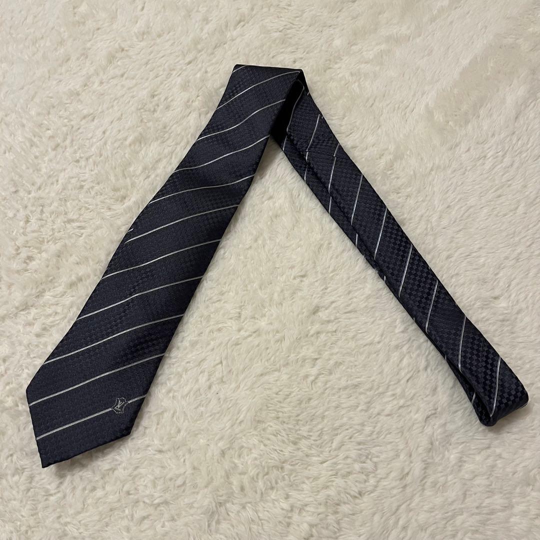 極美品！LOUIS VUITTON ネクタイ マイクロダミエ LVロゴ