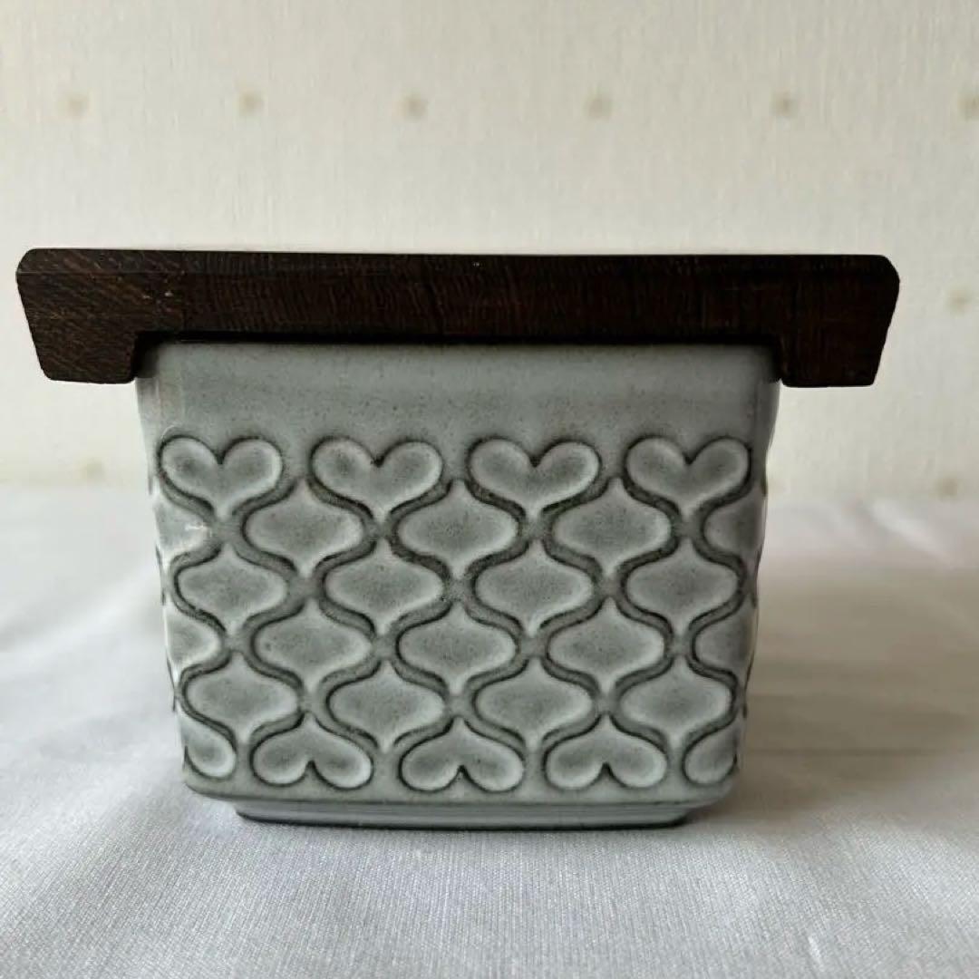 バターケース セラミックと木製 グレー