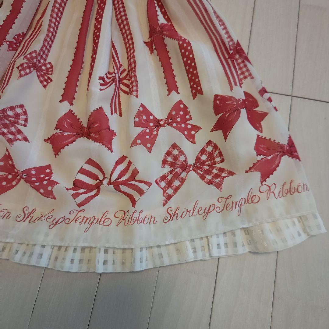 美品！シャーリーテンプル　おリボン柄シフォンワンピース　130cm