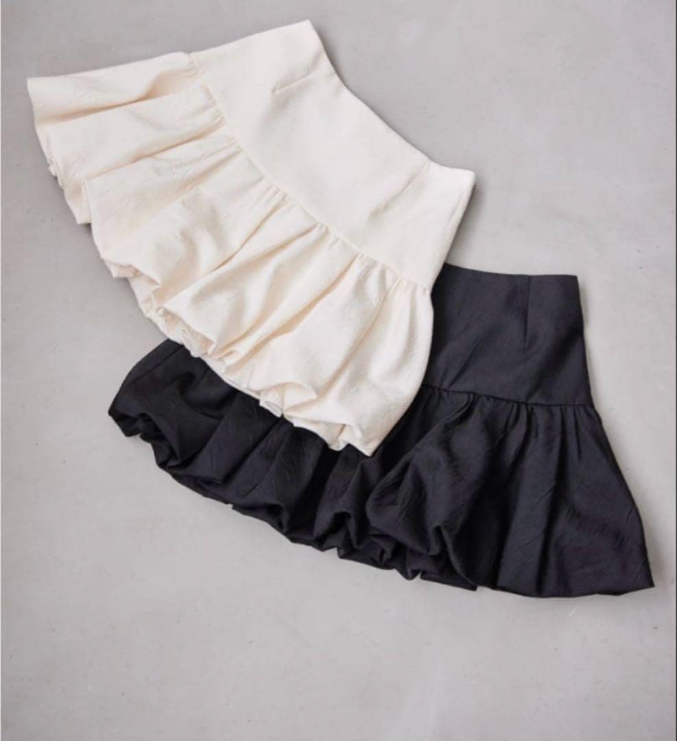スカート herlipto Bubble Mini Skirt Msize black