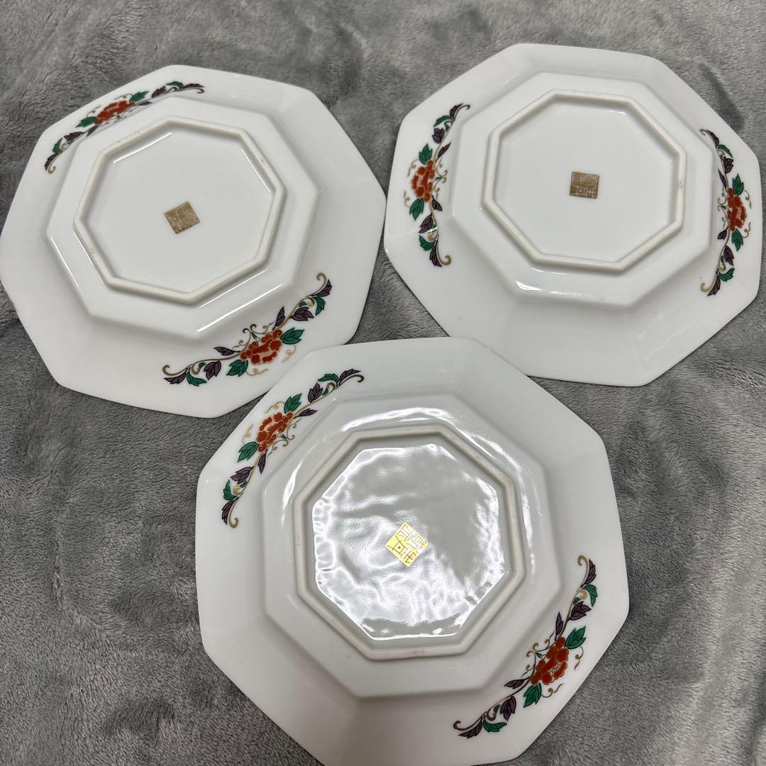 【即日発送✨】　有田焼　青藍窯　古伊万里紋 金蘭手　金彩　八角皿　5枚セット