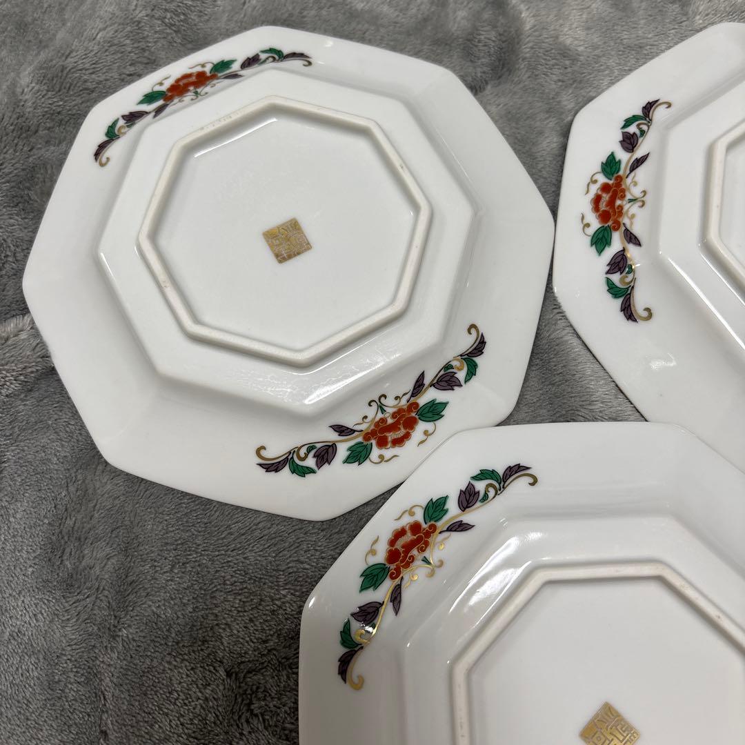 【即日発送✨】　有田焼　青藍窯　古伊万里紋 金蘭手　金彩　八角皿　5枚セット