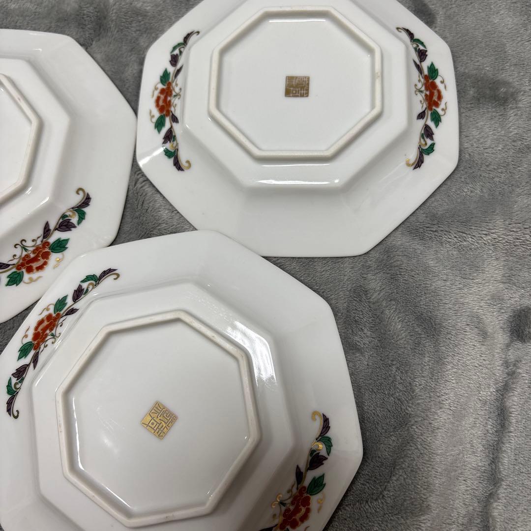 【即日発送✨】　有田焼　青藍窯　古伊万里紋 金蘭手　金彩　八角皿　5枚セット