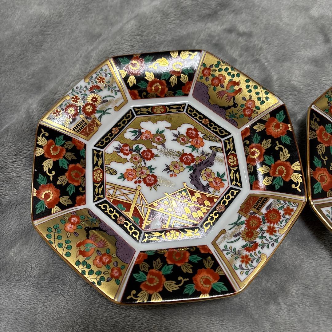 【即日発送✨】　有田焼　青藍窯　古伊万里紋 金蘭手　金彩　八角皿　5枚セット