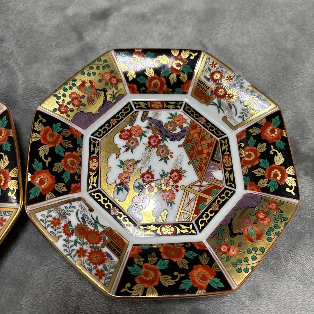 【即日発送✨】　有田焼　青藍窯　古伊万里紋 金蘭手　金彩　八角皿　5枚セット