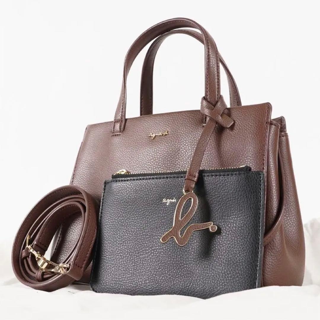 【未使用✨】アニエスベー 保存袋付き 2wayバッグ レザー ブラウン