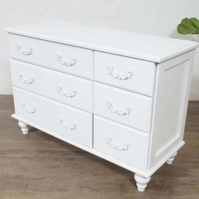【新品訳あり】幅88cm 3段6杯 チェスト アンティーク風 ホワイト