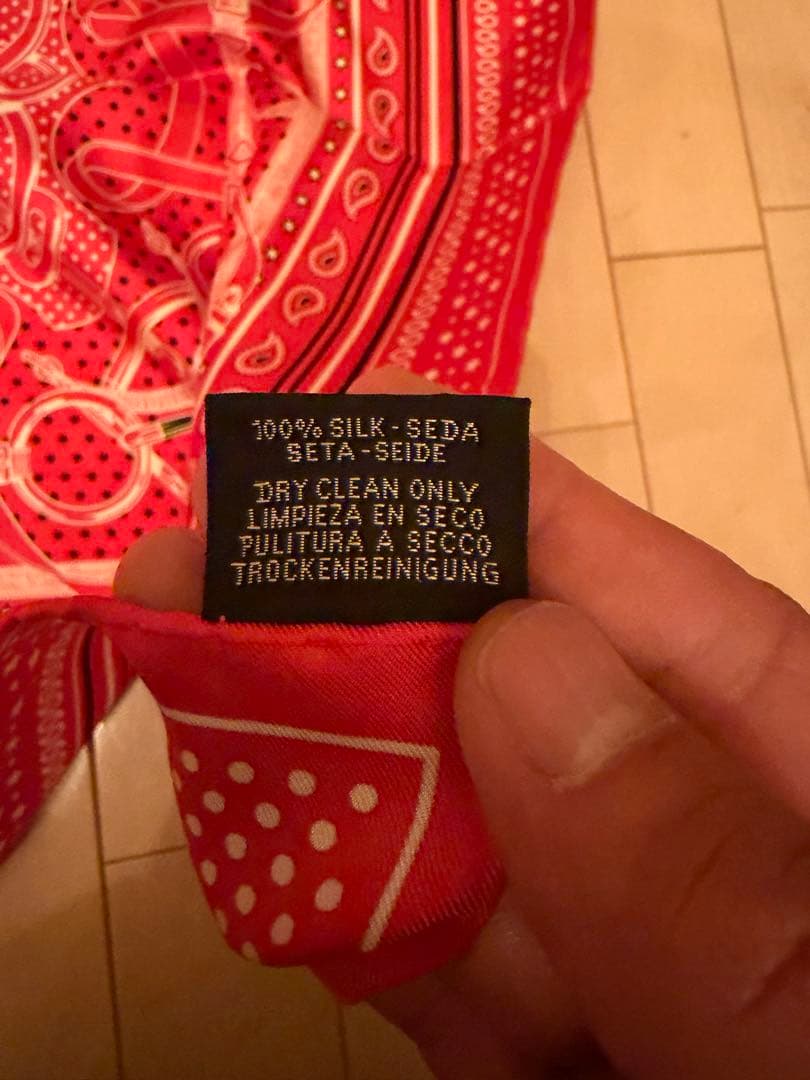 フランス製シルクバンダナ 赤