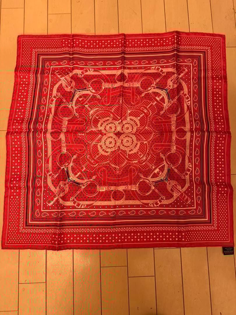 フランス製シルクバンダナ 赤