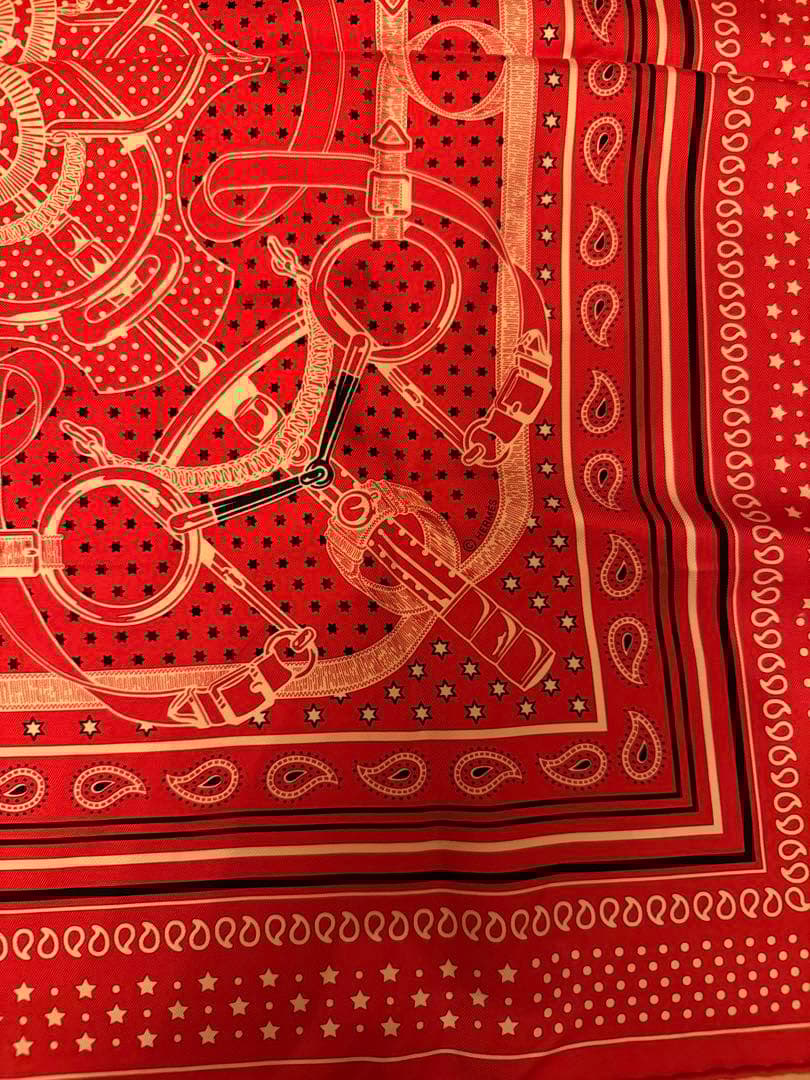 フランス製シルクバンダナ 赤