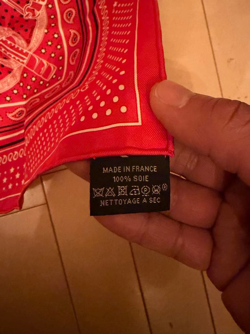 フランス製シルクバンダナ 赤