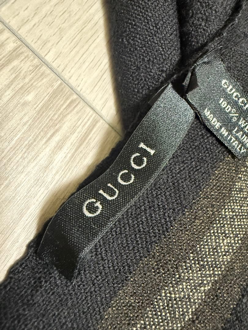 ★SALE★ GUCCI ストール　マフラー　GG柄　ブラック
