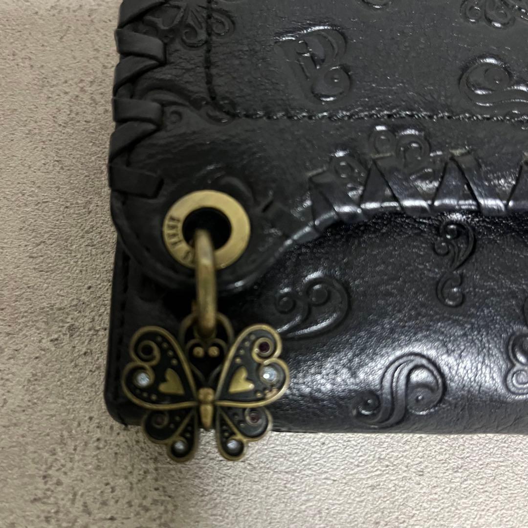 ANNA SUI アナスイ　がま口付き　ブラック　エンボス加工 長財布