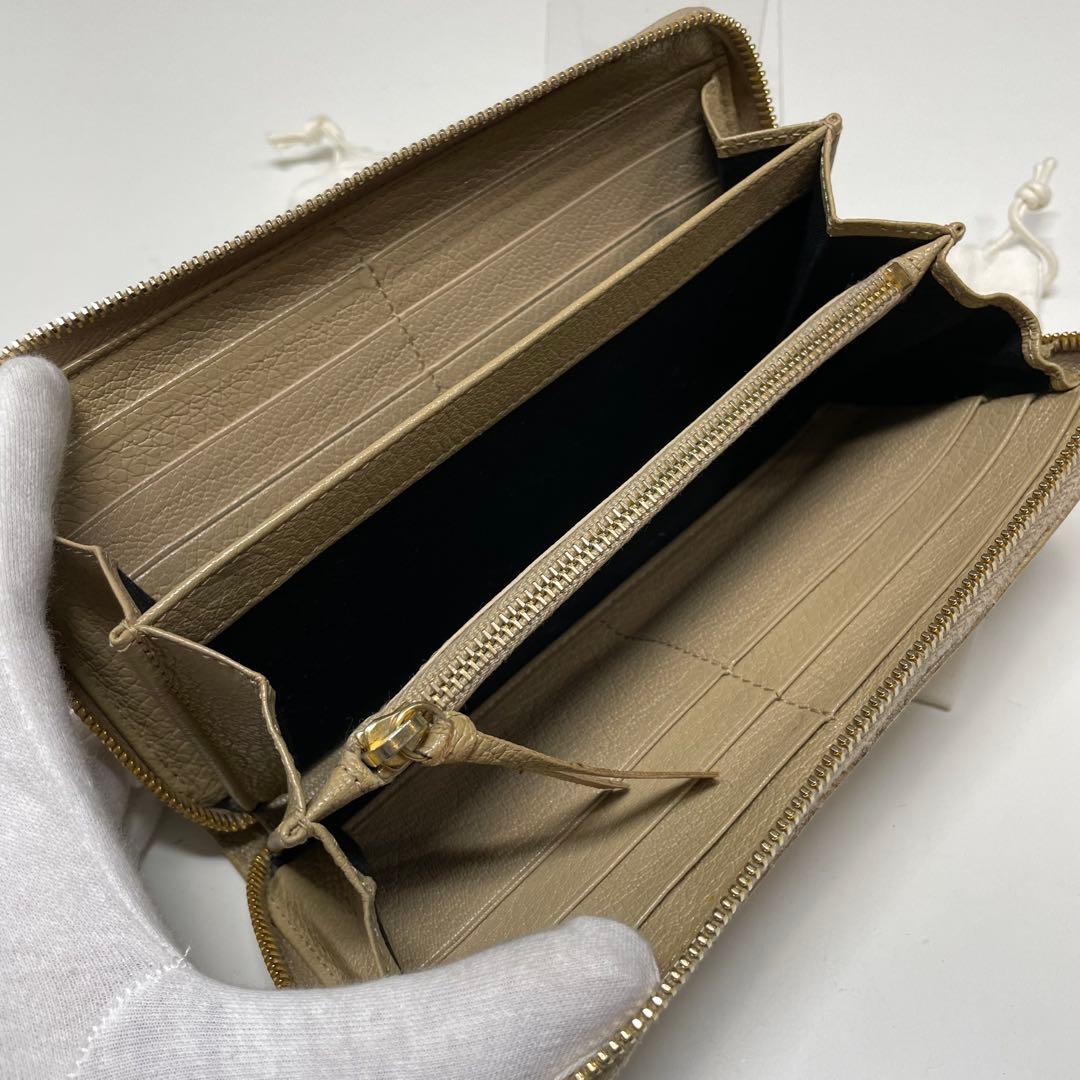 ぼ*ん様 BALENCIAGA シティ　ベージュレザー長財布