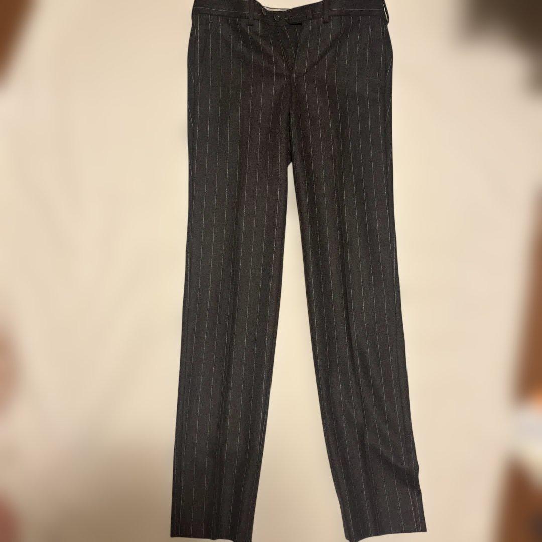 ブラウン フランネル ストライプスーツ　De Petrillo