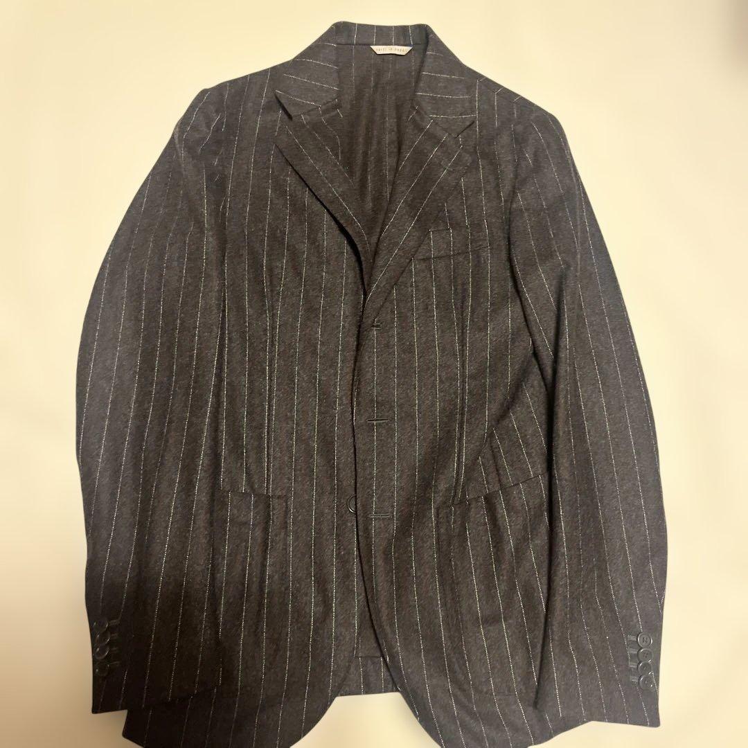 ブラウン フランネル ストライプスーツ　De Petrillo