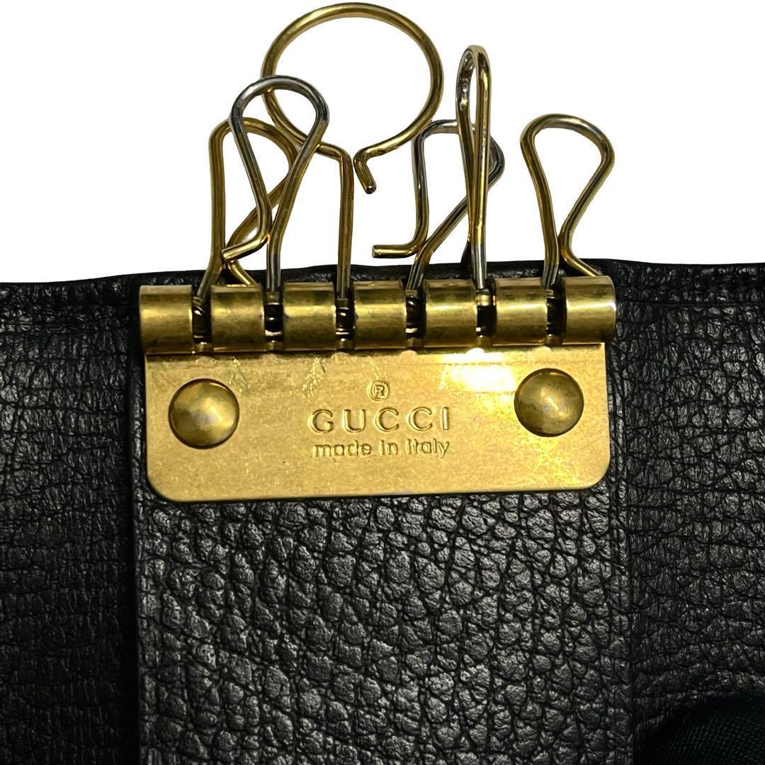 激レア✨グッチ キーケース 6連 クイーンバタフライ レザー マーガレット 黒