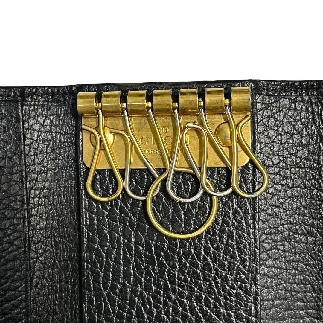 激レア✨グッチ キーケース 6連 クイーンバタフライ レザー マーガレット 黒