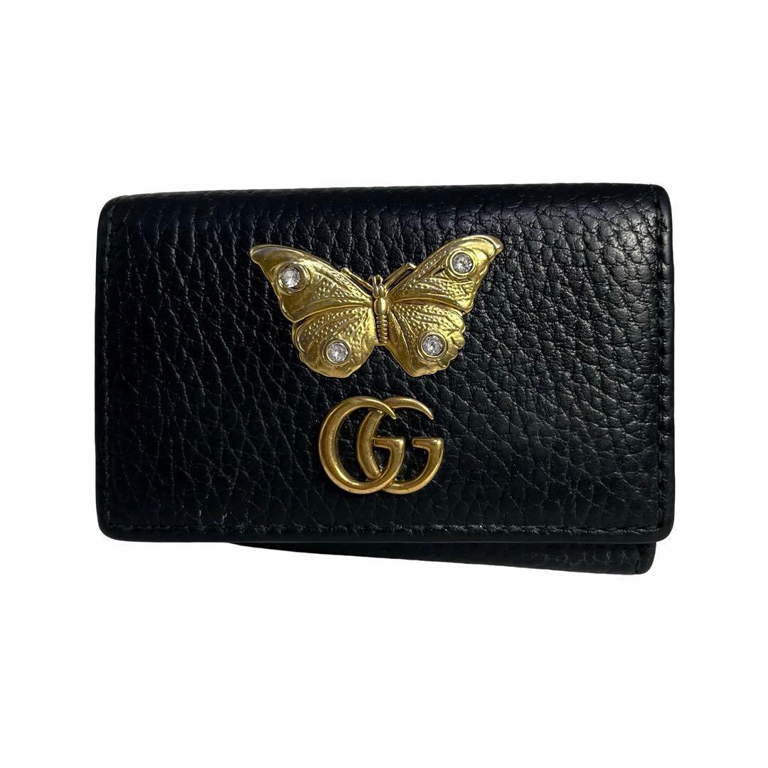 激レア✨グッチ キーケース 6連 クイーンバタフライ レザー マーガレット 黒