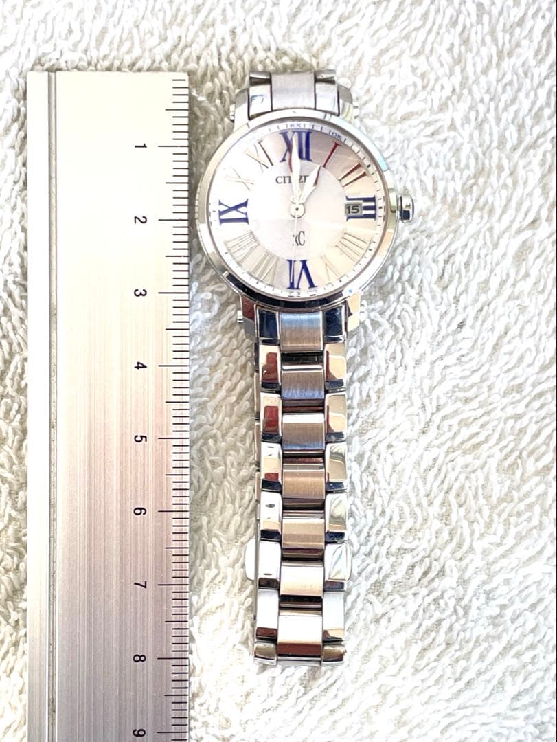 美品❣クロッシー xC H010 電波ソーラー 白文字盤 青文字　稼働品