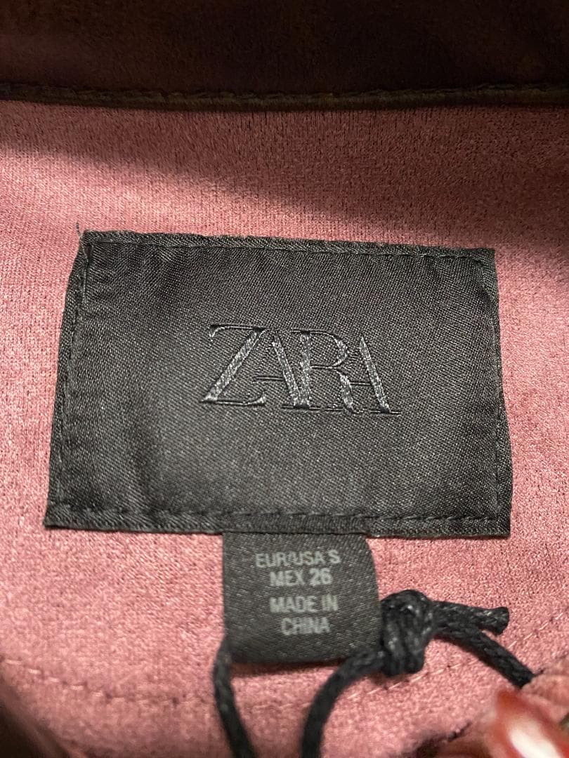 ZARA コーデュロイ フェイクレザー襟ジャケット マルサラ S