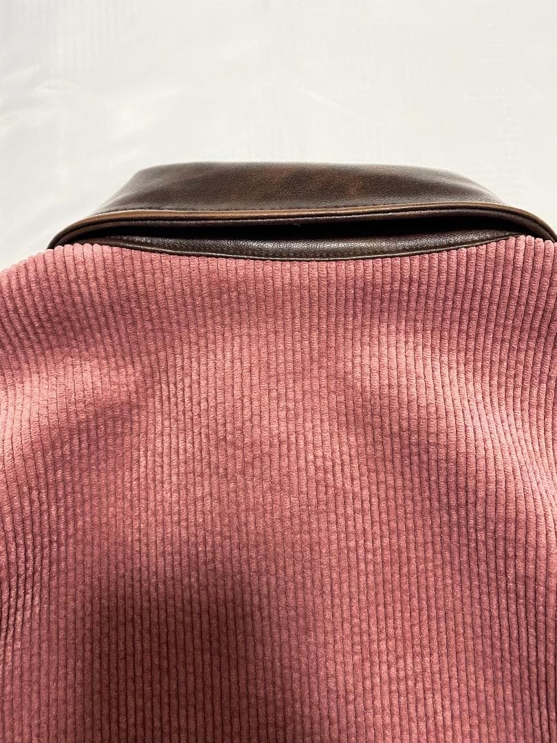 ZARA コーデュロイ フェイクレザー襟ジャケット マルサラ S