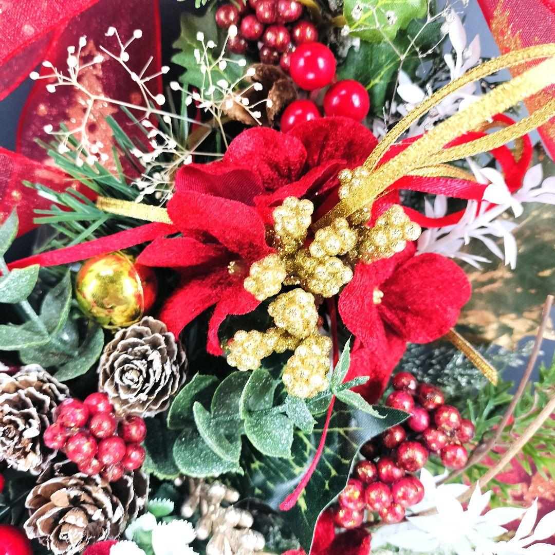 商品名【聖蘭】華やか！❤ポインセチアのクリスマスリース 冬リース 玄関リース