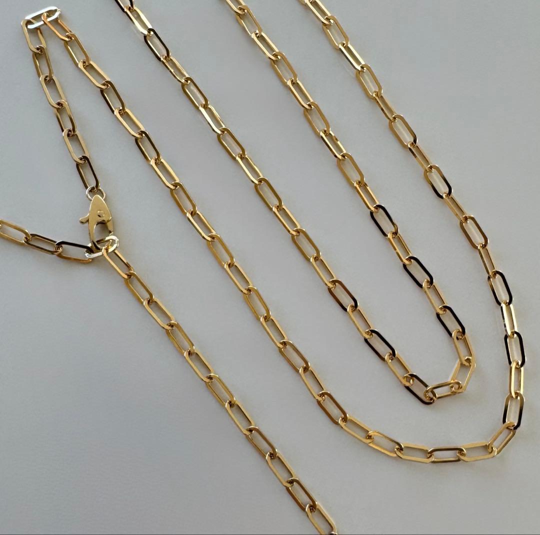 専用K18YG高級クリップチェーンネックレス幅2.7㎜ロブスターフック全長60㎝