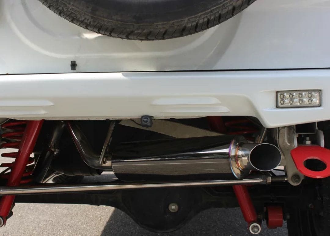 ジムニー マフラー JB23W ショートバンパー2ピース仕様1本出しブラック