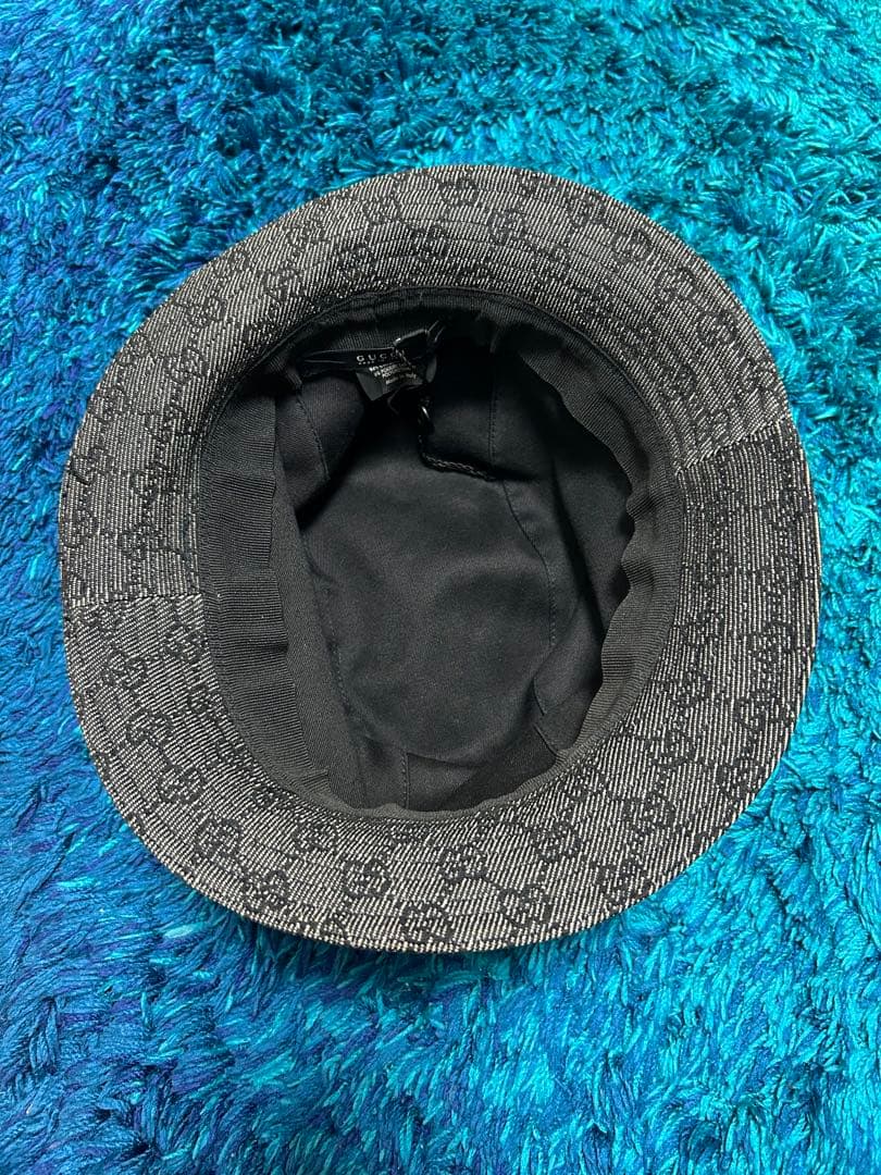 GUCCI バケットハット GG柄 デニム地　グッチ 帽子 ハット キャップ 黒