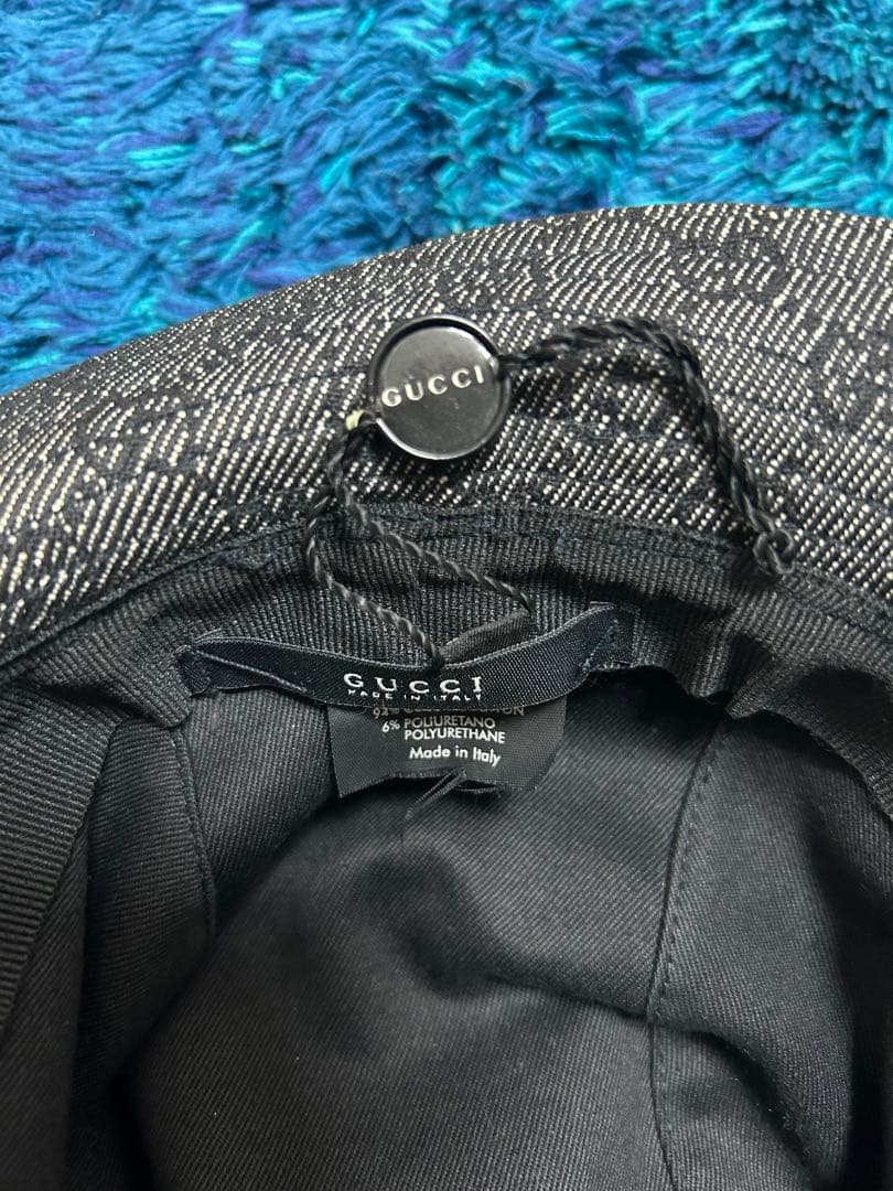 GUCCI バケットハット GG柄 デニム地　グッチ 帽子 ハット キャップ 黒