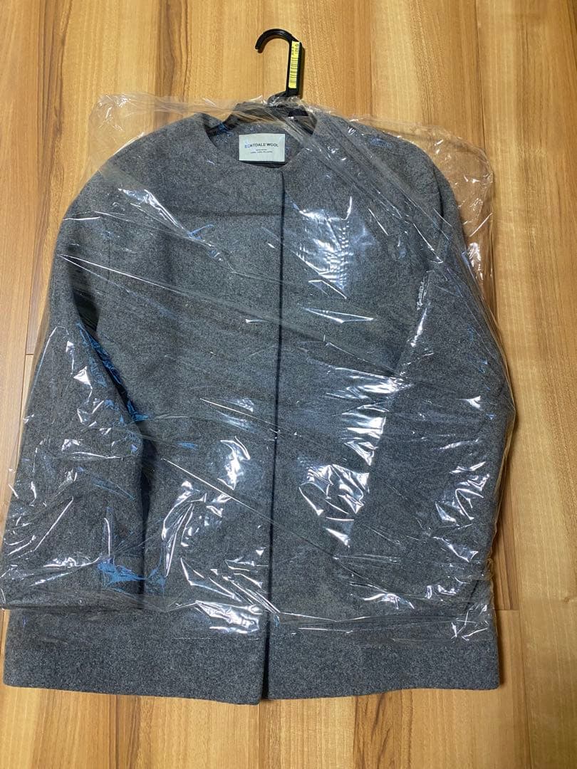 美品　green label relaxing ノーカラーコート　ダークグレーS