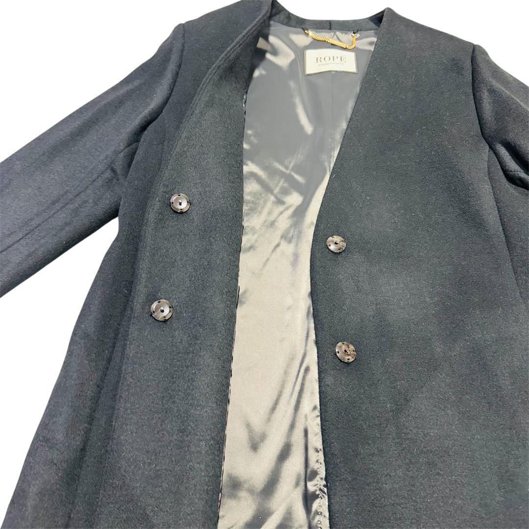 【半額以下！未使用品】 ROPE ロペ ネイビー ノーカラー ロングコート