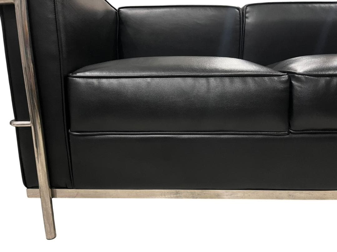 ◇大塚家具 ル・コルビジェ LC2 リプロダクト ソファ ブラック 3シーター