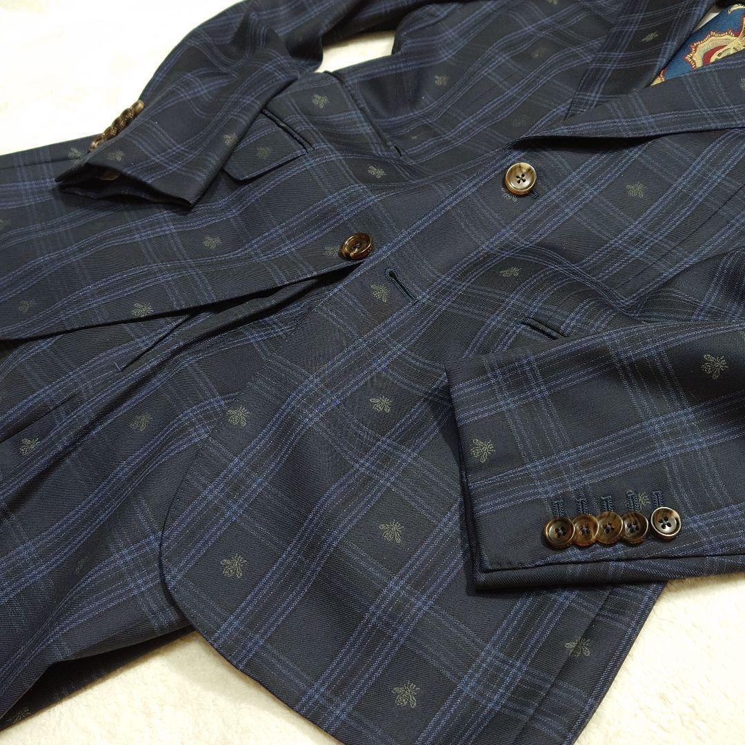 【極美品】GUCCI☆チェック×蜂刺繍☆ミケーレ期☆7-46R(M)