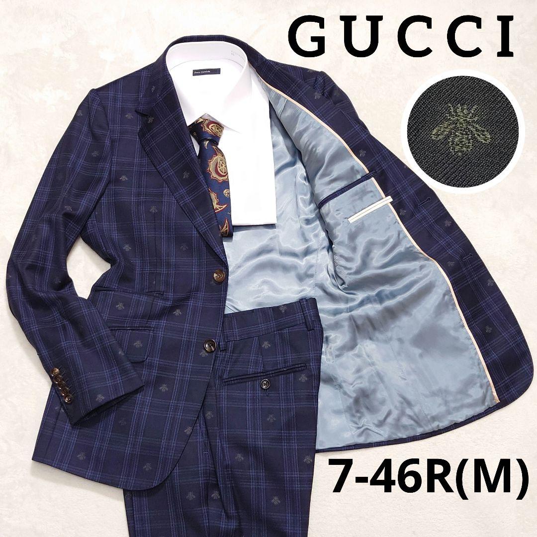 【極美品】GUCCI☆チェック×蜂刺繍☆ミケーレ期☆7-46R(M)