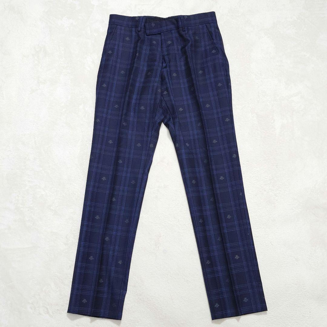 【極美品】GUCCI☆チェック×蜂刺繍☆ミケーレ期☆7-46R(M)