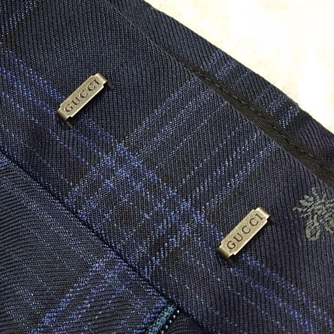 【極美品】GUCCI☆チェック×蜂刺繍☆ミケーレ期☆7-46R(M)