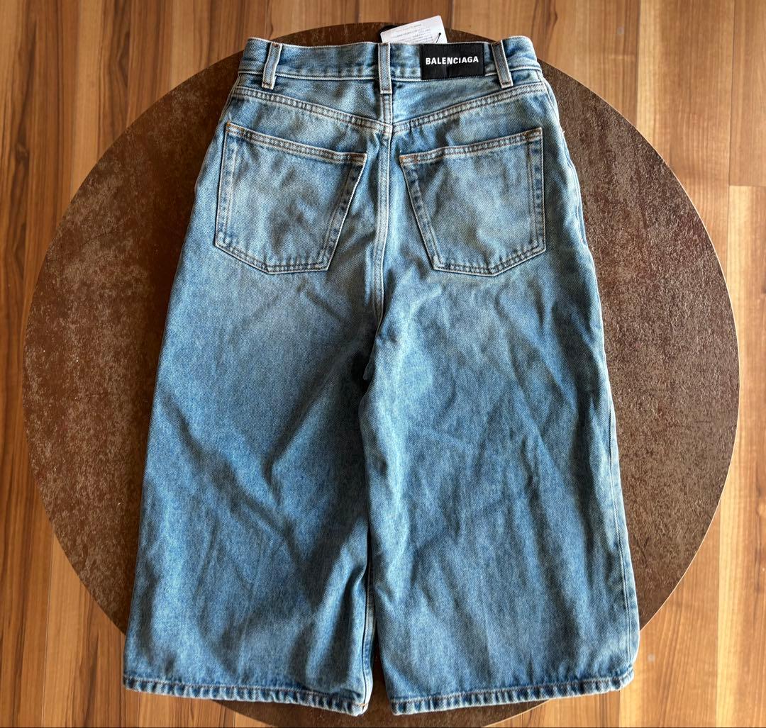 【美品】バレンシアガ ワイドデニム ミドル丈