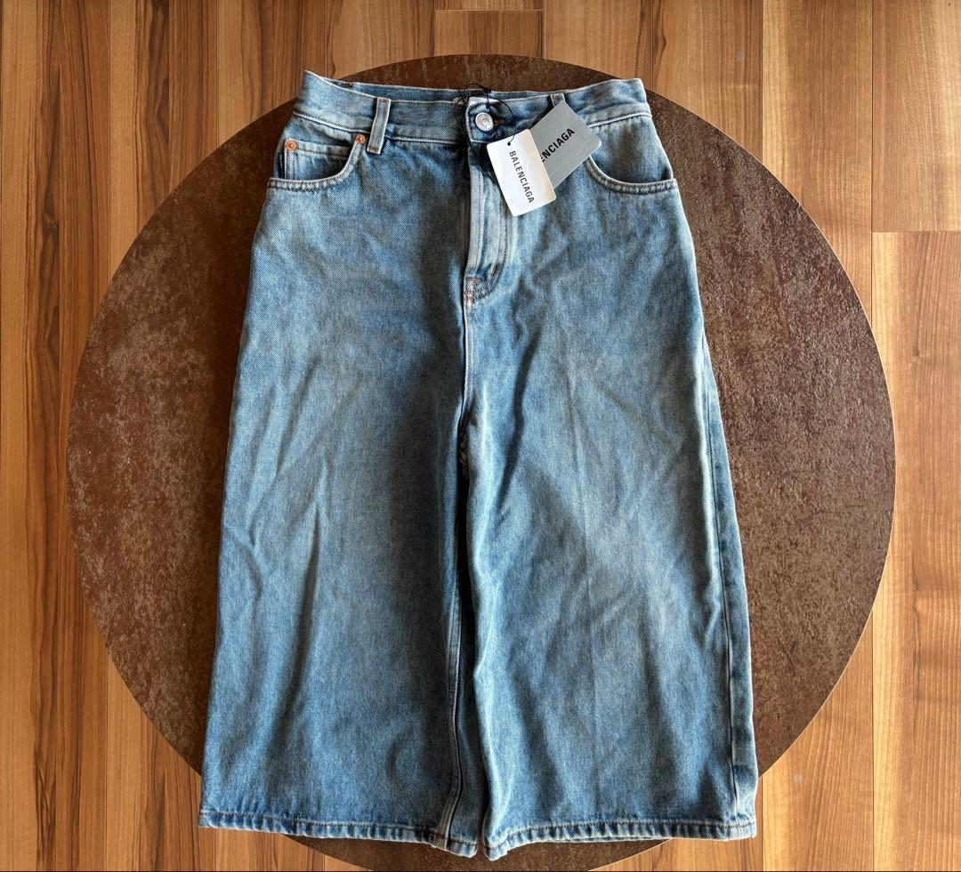 【美品】バレンシアガ ワイドデニム ミドル丈