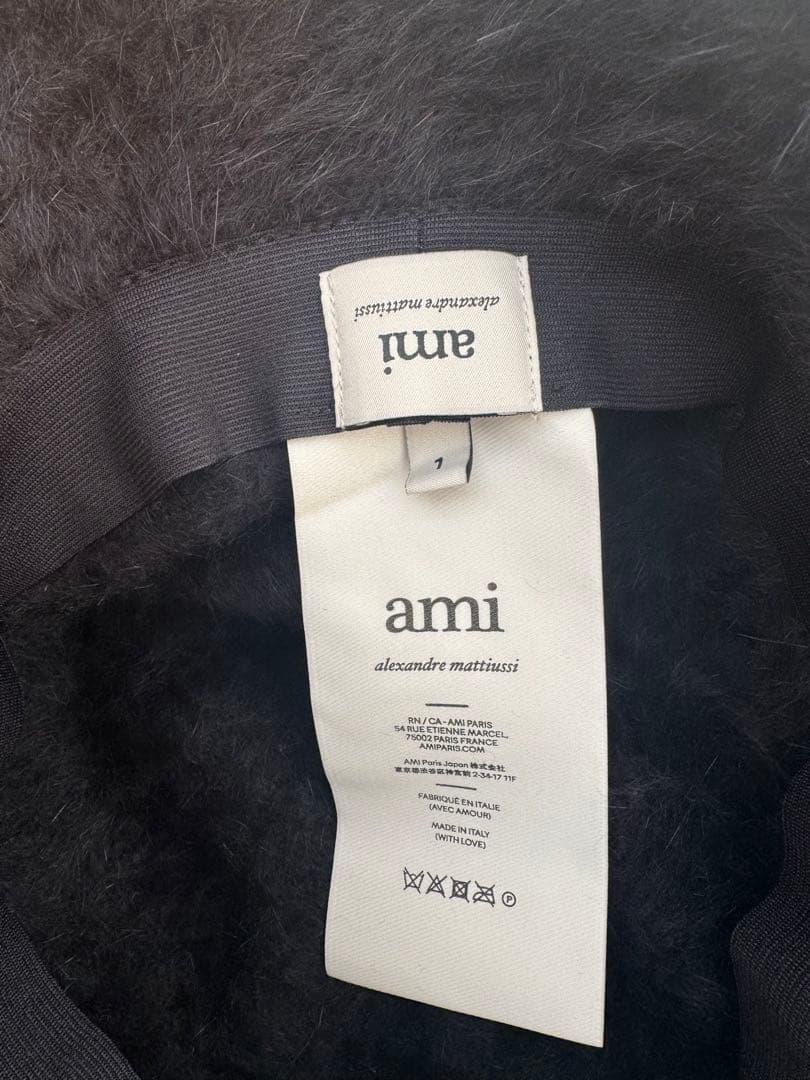 アミパリス Ami スタッズ バケットハット　ブラック ファー