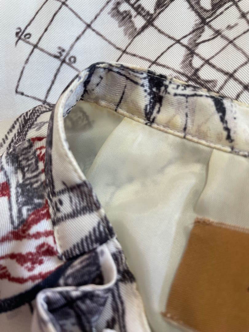 Ameri vintage 地図柄プリント長袖ワンピース