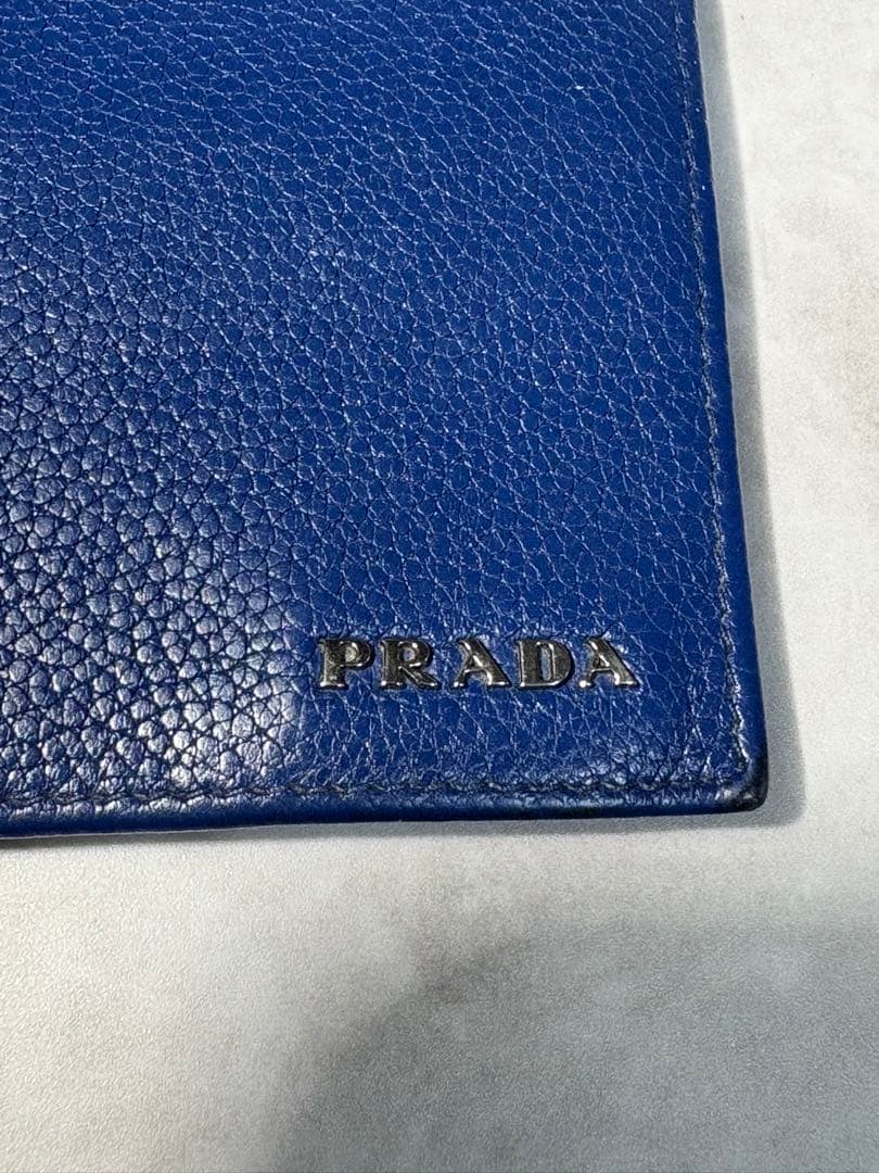 プラダ PRADA マネークリップ 折り財布 ブルー